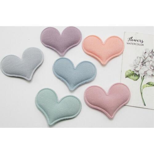 30pcs/lot 5*4cm Heart Padded Appliques for Children Headwear Hair clip Accessories and Garment Accessories