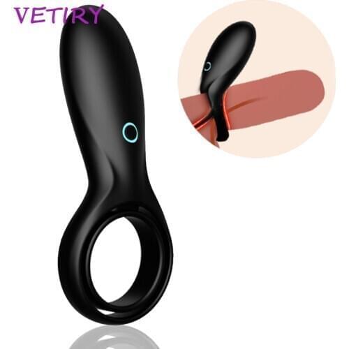 Double Cock Ring Clitoris Stimulation Vibrator Sex Toy for Couple Men Male Delay Ejaculation Penis Ring Erection Longer Lasting