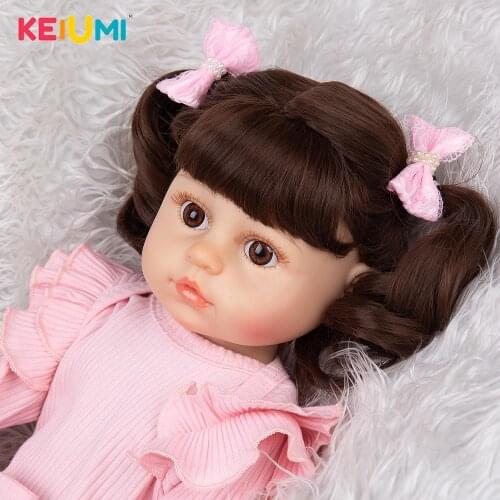 KEIUMI All Silicone Body Reborn Babies Doll 22 Inch Amazing Girl Toys Newborn Dolls For Girl Toys Children Birthday Gift