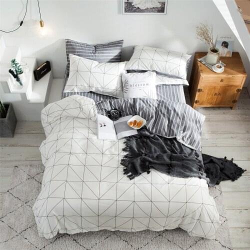 Nordic Geometry Bedding Set White 100% Cotton Bedclothes Quilt Cover PillowCases Bedroom Twin Queen King Size Duvet Cover Set