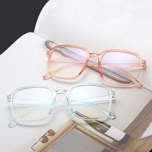 Fashion Glasses Frame Women Anti Blue Light Computer Eyeglasses Clear Lens Ultralight Eyewear Transparent Pink Blue Square