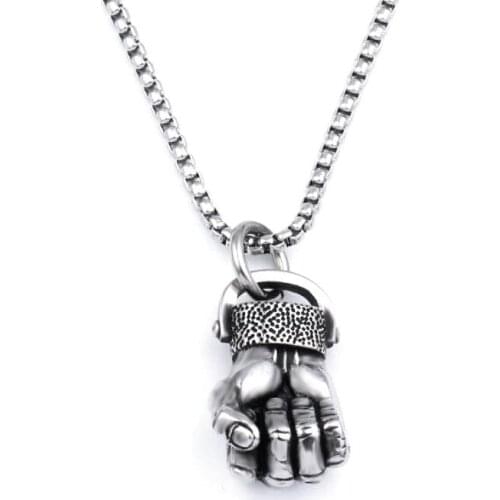 Gym Stainless Steel Pendant Fitness Men Necklace Punk Street Style Jewelry Chain Fitness Fist Dumbbell Men Necklaces Pendants