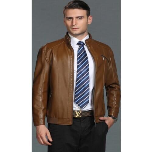 Mens leather jacket stand collar slim motorcycle coat men jackets autumn winter clothes jaqueta de couro street fashion