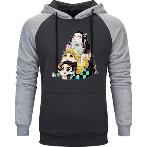 Anime Cartoon Mens Raglan Hooded Streetwear Casual Male Sweatshirt Hoodie Outwear Comfortable Tops 2020 Retro Tracksuits Homme