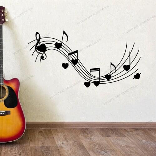 Music Notes Home Decor Bedroom Art Mural Girl Gift Vinyl Wall Decal Musical Stickers Removable Wallpoof CX1698