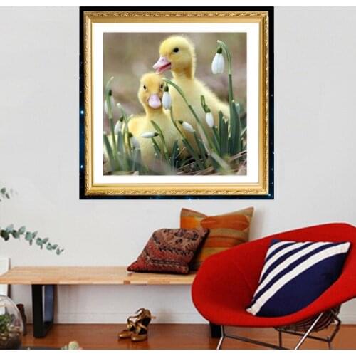 Diy Diamond Painting Kit Embroidery 3d Party Drill Covered Ful Rhinestone Resin Paste Ducklings In The Bushes Needlework 30*30cm