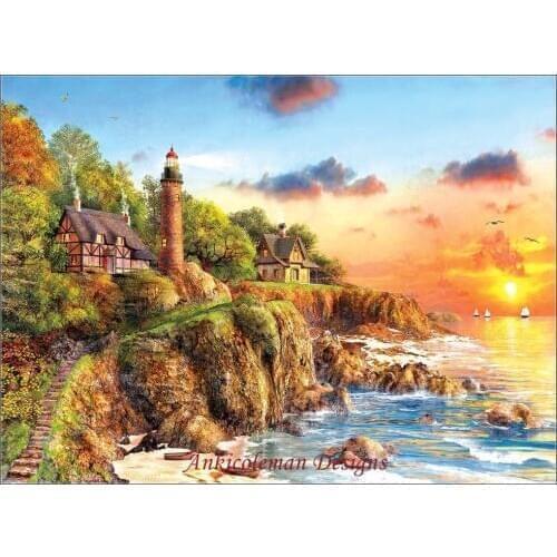 Needlework for embroidery DIY French DMC High Quality - Counted Cross Stitch Kits 14 ct Oil painting - Sunset at Craggy Point