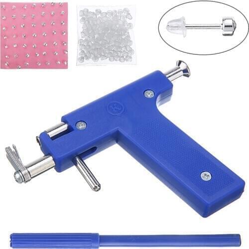 Pro Steel Ear Nose Navel Body Piercing Gun Tool Kit 98pcs Studs Set Ear Piercing Tool Asepsis Disposable Body Fashion Jewelry