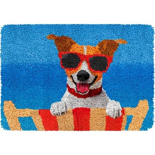 Latch hook rug kits with Pre-Printed Pattern Canvas for embroidery Knotted carpet kit Crochet carpet Home decoration Dog