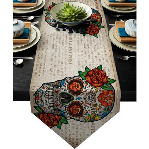 Table Runners Modern Retro Mexican Skull Chic Tablecloths Creative Table Runner Table Decoration Party Holiday Table Decor