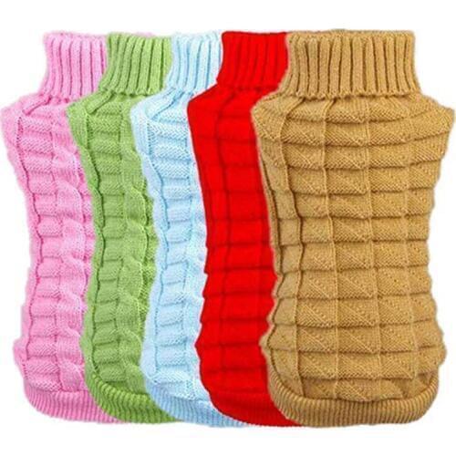 New Year Christmas Solid Color Winter Woolen Sweater for Small Dogs Knitwear for Puppy Autumn Warm Knitting Crochet Clothes Pets