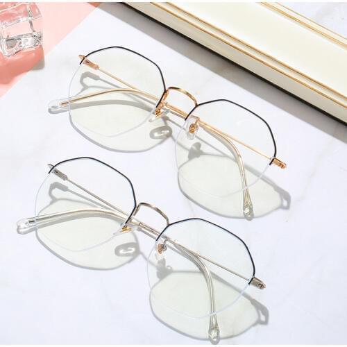 Anti blue Light Glasses frames Men Women Ultralight Metal Transparent Spectacle Brand Working Optical Round Half Glasses Frame