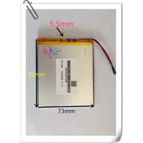 Wholesale 10pcs 3.7V 3200mah 557390 Lithium Polymer Rechargeable battery For DIY GPS PSP Power bank Tablet PC MID DVD PAD