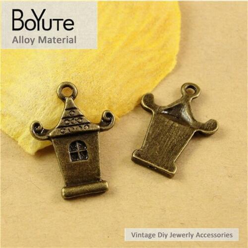 BoYuTe (60 Pieces /lot) 21*16MM Antique Bronze Plated Zinc Alloy Small House Charms Pendants for Jewelry Making Accessories