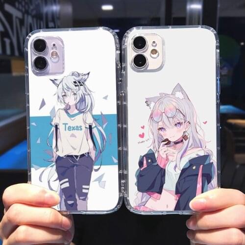 Nekomimi Catgirl Phone Case Transparent for iPhone 6 7 8 11 12 s mini pro X XS XR MAX Plus cover funda shell