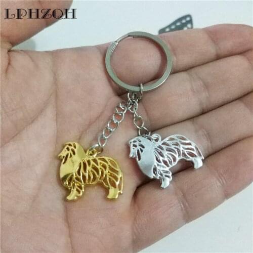 Dropship Fashion Boho Rough Collie Dog Trendy Car Key Chain Women Handbag Pendant Charm Accessories Key Ring Jewelery Steampunk
