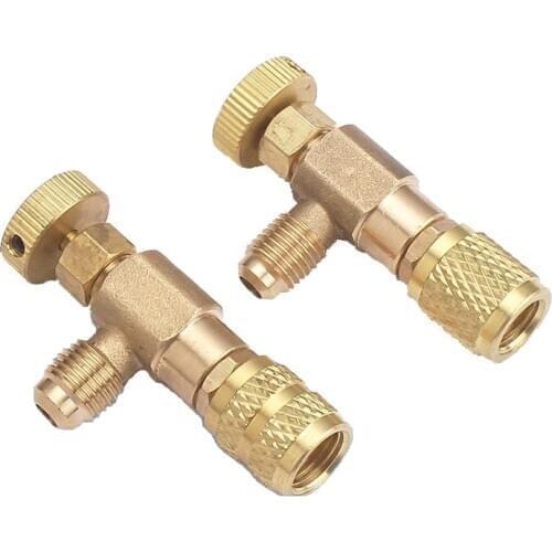 1pcs liquid R410 R22 Refrigeration Tool Air conditioning Safety Valve Adapter 1/4" 5/16" Inch Male/Female Thread Hose Valves