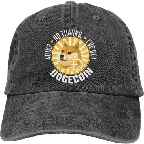 Adjustable Solid Color Baseball Cap Funny Gift 401k, No Thanks I've Got Doge Coin Washed Cotton Dogecoin Currency Woman Hat