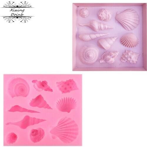 Xixing 1Pcs DIY Lovely Shell Starfish Conch Sea Silicone Mold Fondant Cake Decorating Tools Soap Mold Cake Chocolate