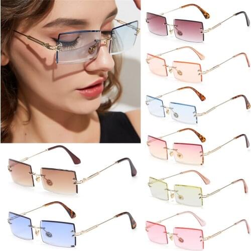 Hot Fashion Rimless Rectangle Sunglasses Vintage Frameless Sun Glasses Ultralight Metal UV400 Frame Square Eyewear Accessories