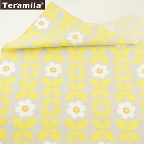 Teramila Fabric Printed Flowers With Yellow Leaves Pattern High Quality 100% Cotton Twill Material Clothing Bedding Scrapbooking