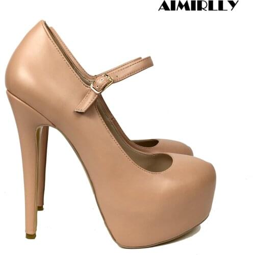 Elegant Womens Shoes High Heels Platform Pumps Buckle Strap Nude Ladies Pumps Shoes Evening Party Anniversary Footwear