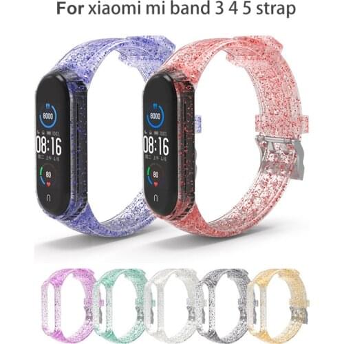 Smart Accessory Bracelet for Xiaomi Mi Band 5 Transparent Flash Bracelet 3 4 5 6 Smart Band Bracelet Mi 6 Smart Strap Bracelet