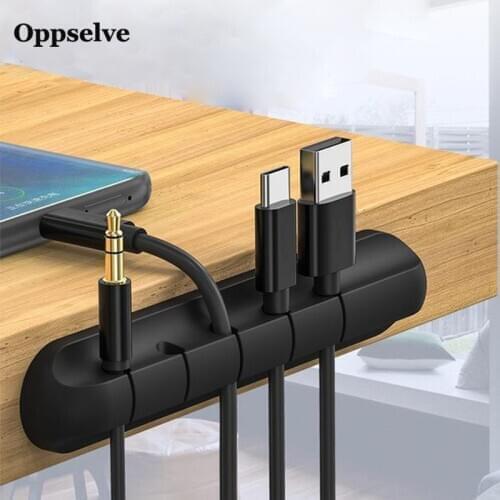 Oppselve Data Cable Holder Silicone Wire Organizer Flexible USB Winder Management Clips Cord For Mouse Keyboard Earphone Headset