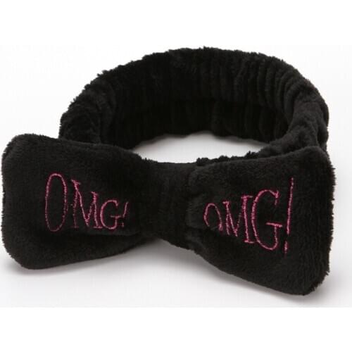 Womens Butterfly Bow Hair Band Fashion OMG Letters Wash Headband Girls Headwear Hairbands Coral Fleece Hair Accessories