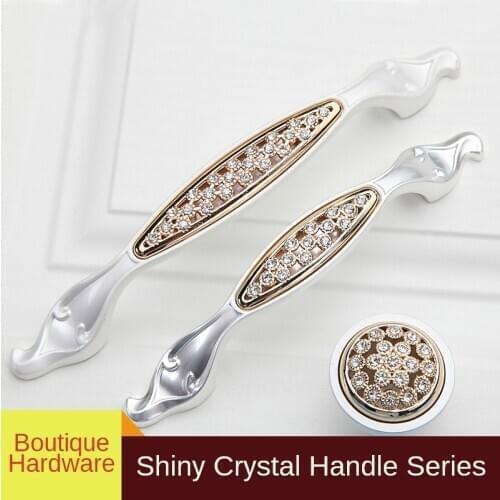 Gold/Silver Rhinestone Handle European-style Diamond Kitchen Cabinet Door Handle Wardrobe Drawer Round Knob Crystal Furniture