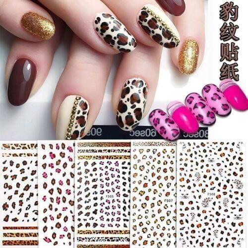 1 Sheet Colorful Tiger Stripe Leopard Pattern Adhesive Nail Art Stickers Decoration DIY Tips F505-509