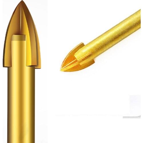 1PC 6-12 Titanium Coated Drill Bits Set 4 Cutting Edges Cross Spear Head Drill with Hex Shank