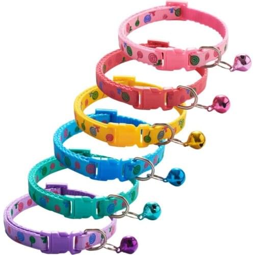 10pcs adjustable cat collar dog accessories pet dog lollipop pattern small bell pet beauty products