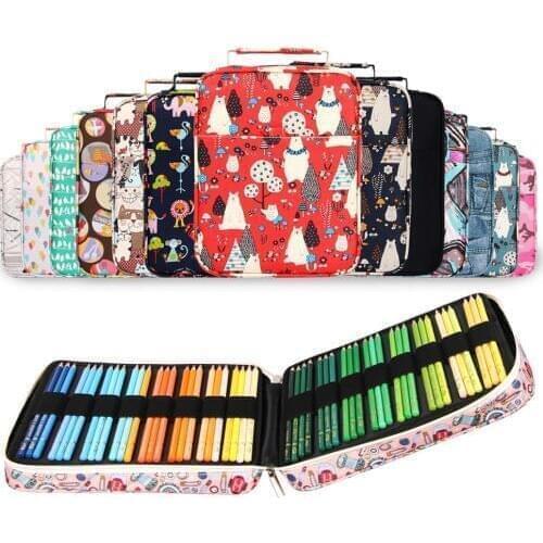 Creative 150 Slot Large Capacity Cute Pencil Case Cartoon Floral Print Pencil Bag Pen Box Kids Multifunction Stationery Pouch