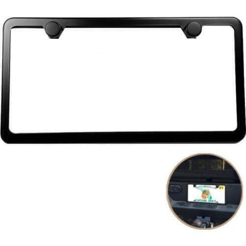 2 pcs/lot Black Stainless Steel Metal License Plate Frames Tag Cover 2 Holes Standard Style