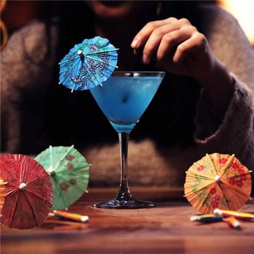 50/100pcs Cocktail Decoration Umbrella-shaped Bamboo Stick Dessert Cake Drinks Fruit Fork Small Umbrella Toothpick 5z