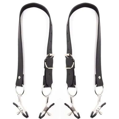 BDSM Bondage Restraint Wrap Around Thigh Spread Labia Spreader Straps With Vagina Clamps Adult Erotic Sex Toys For Woman Couples