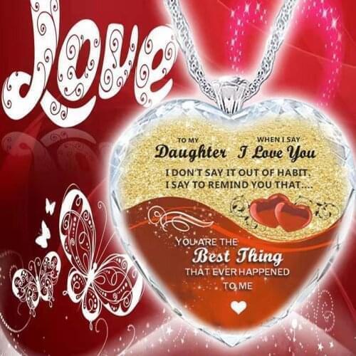 Blessing Phrase Pattern Woman Necklace Crystal Glass Series for Girlfriend Birthday Valentines Day Creative Jewelry Gift