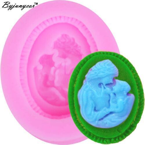 Byjunyeor F1021 3D Mother Feeding Baby UV Resin Silicone Mold Fondant Chocolate Candy Lollipop Crystal Epoxy Soft Clay Bake Tool