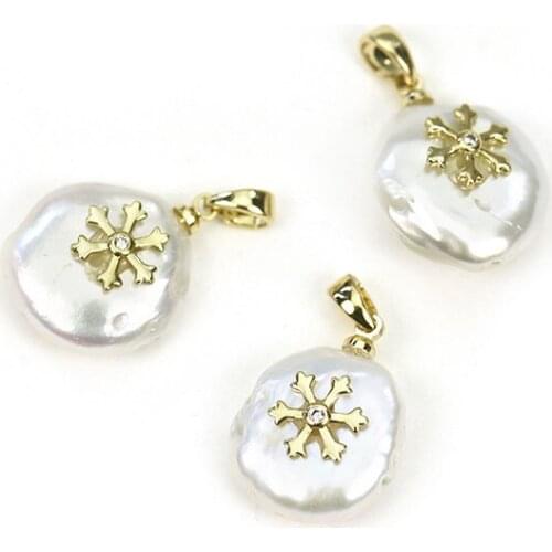 ONE PIECE freshwater pearl white flat barouqe pendant coin shape wholesale nature FPPJ loose beads