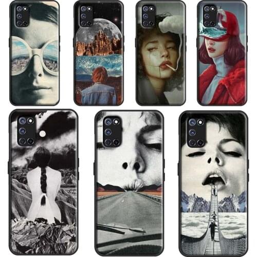 Vintage collage surreal Art Aesthetics For OPPO A52 A72 A92 A1K A15 A83 A91 A93 A5 A9 A31 A53 2020 F5 F7 Reno 2 Z A3S A5S Cover