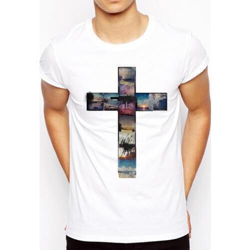 Summer The Cross Trees Man T Shirts Jesus Faith Short Sleeve Tshirts Casual Streetwear Fashion Jesus Christ cross Men T-shirts