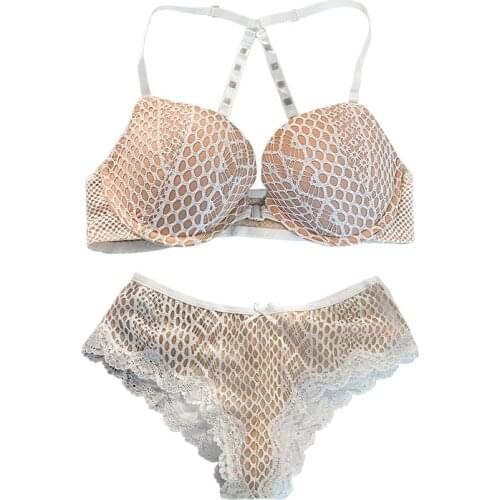 European And American French Bra Briefs Set Sexy Lace Bra Fashion Push Up Brassiere Sexy Lace Panties Female Lingerie Set