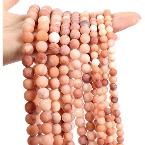 Frosted Pink Aventurine Natural Stone Beads Matte Round Loose Spacer Bead For Jewelry Making Bracelet DIY Necklace 4/6/8/10/12MM