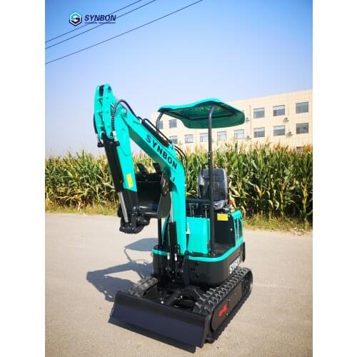 SYNBON Small Digger Mini Excavator 1Ton Ditch Cleaning Drilling Bbulldozing Garden Cultivation Desilting Farming Landscaping