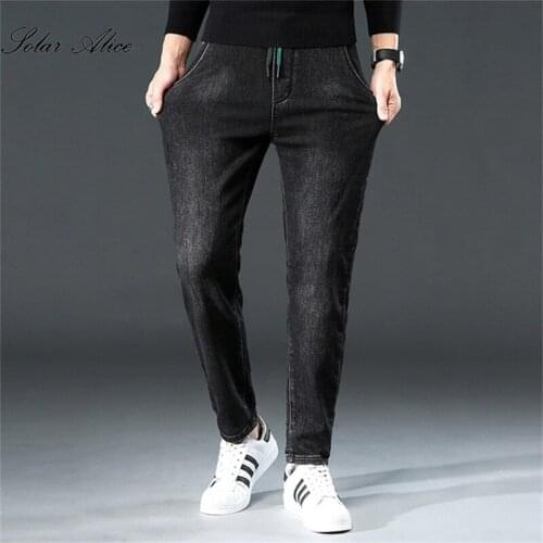 Free Shipping 2021 Autumn And Winter Mens New Mid-Waist Slim Slimming Feet Jeans Pencil Casual Pants