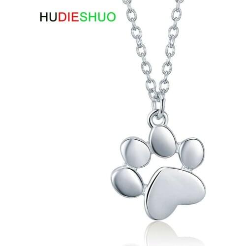 New 2020 s925 SterlingSilver White RoseGold Bear Animal Footprint Paws Pendant Necklace for Women