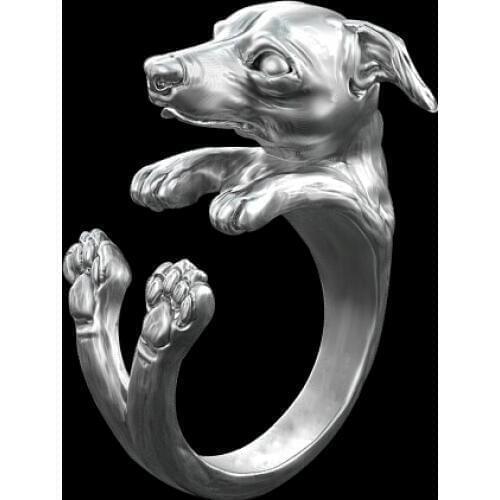 Newest wholesale retro Italy Greyhound Ring free size hippie animal Greyhound dog Ring jewelry for pet lovers 12pcs/lot