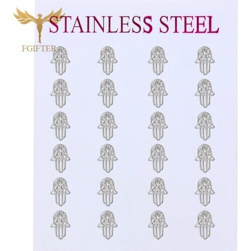 New Womens Earrings Religious Amulet Hand of Fatima Stud Earrings Multicolor Choose Stainless Steel Jewelry Wholesales