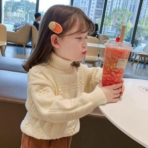 New Cool Baby Girl Boys Casual Sweater Childrens Knitted Woolen Spring/Winter Kids Cute Turtleneck Warm Thicken Solid Color